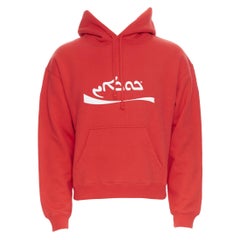 new VETEMENTS AW20 Big Cocaine red arabic Coke logo cropped hoodie sweater M