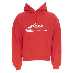 Neuer VETEMENTS AW20 Kapuzenpullover mit Logo in Kurzform aus großem Cocaine-rotem arabischem Coke-Logo M