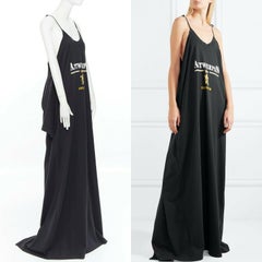 Schwarzes dekonstruiertes Antwerpener Baumwollhemd von VETEMENTS T-Shirt-Maxikleid S