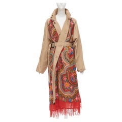 nuovo VETEMENTS Demna 2017 Sciarpa reversibile con frange floreali rosse beige