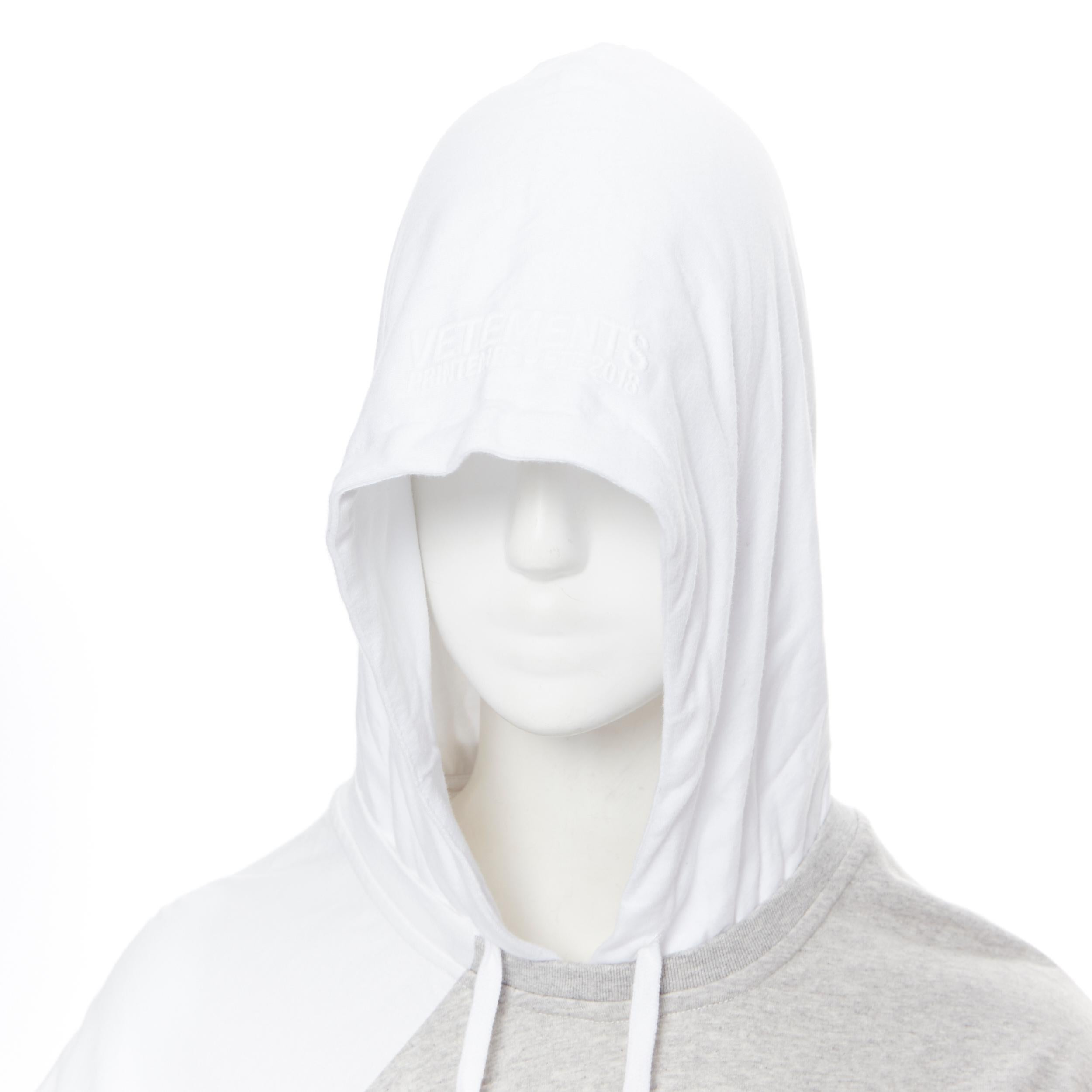 new VETEMENTS Demna Gvasalia white deconstructed band t-shirt hooded dress S 3