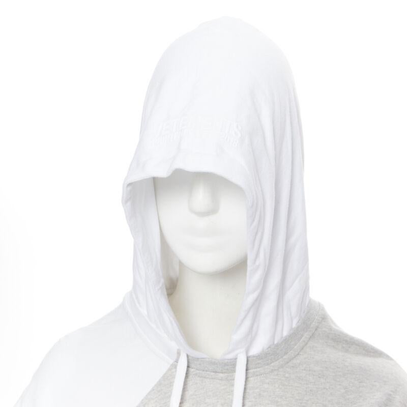 Gray new VETEMENTS DEMNA GVASALIA white deconstructed band tee hoodie dress S rare