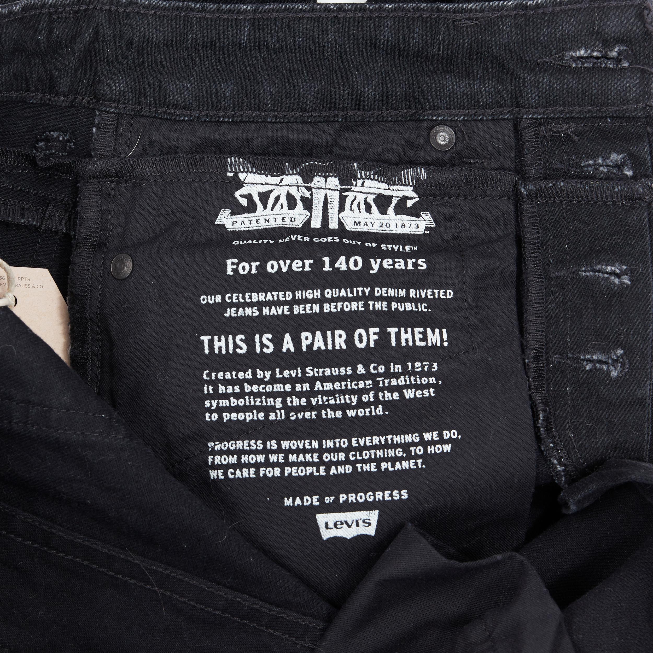 new VETEMENTS LEVI'S AW18 Demna black denim deconstructed waist jeans XS 4