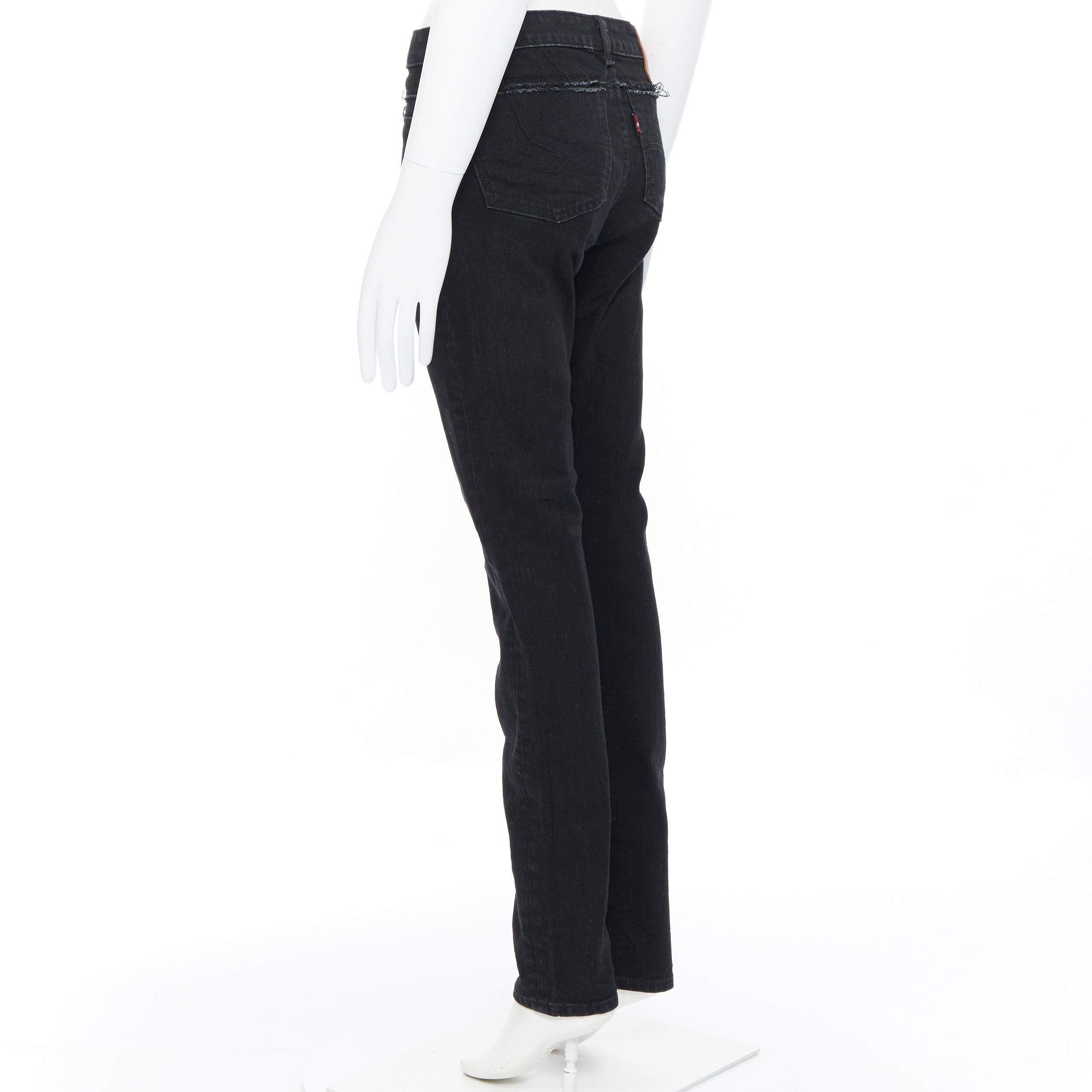 Black new VETEMENTS LEVI'S AW18 DEMNA black denim deconstructed waist jeans XS