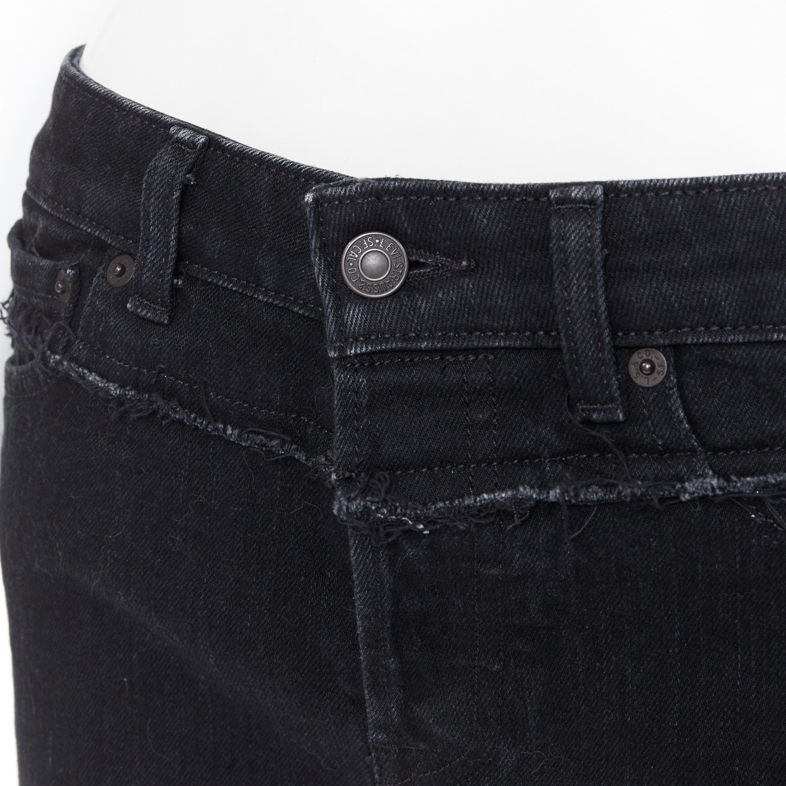 Men's new VETEMENTS LEVI'S AW18 Demna black denim deconstructed waist jeans XS