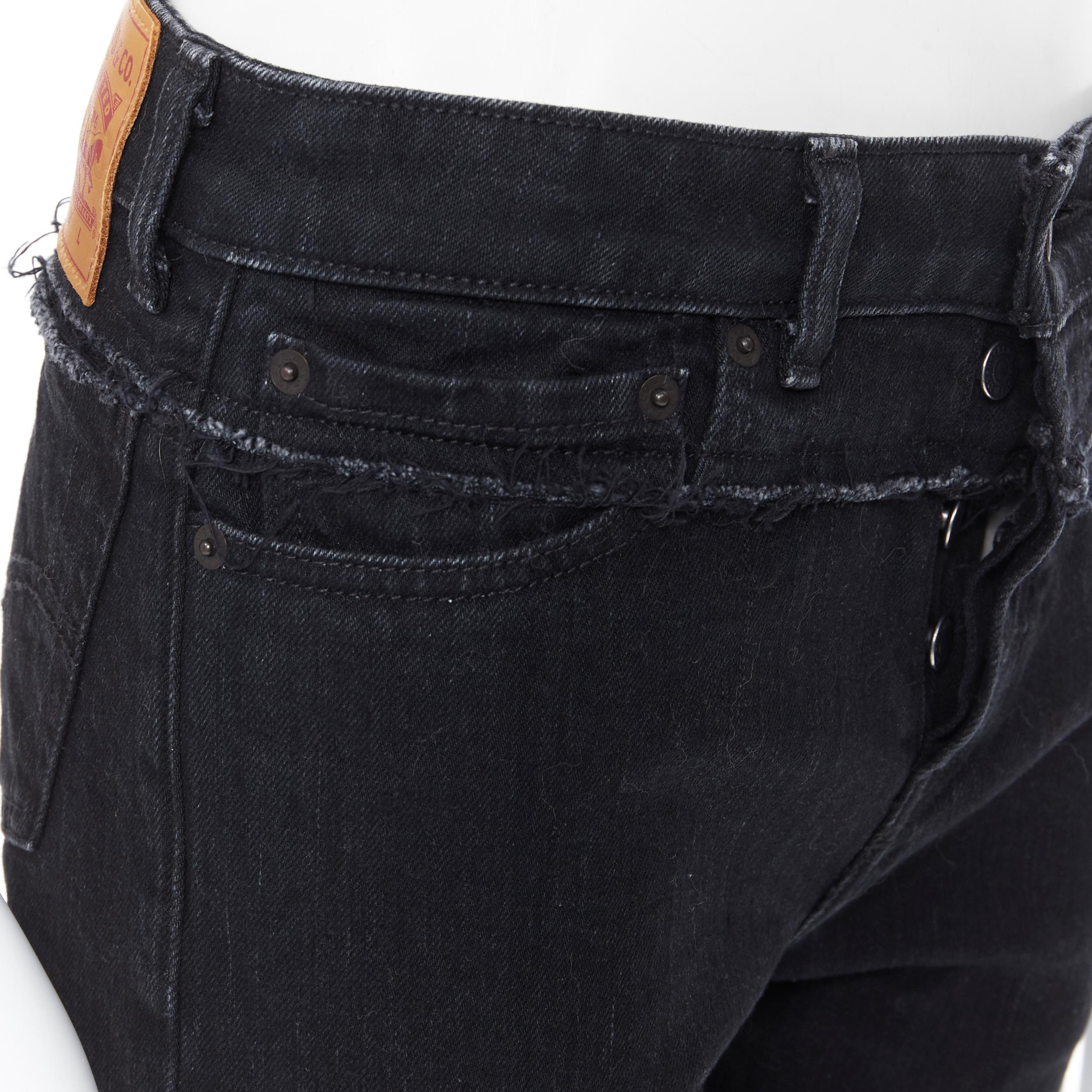 new VETEMENTS LEVI'S AW18 DEMNA black denim deconstructed waist jeans XS 1