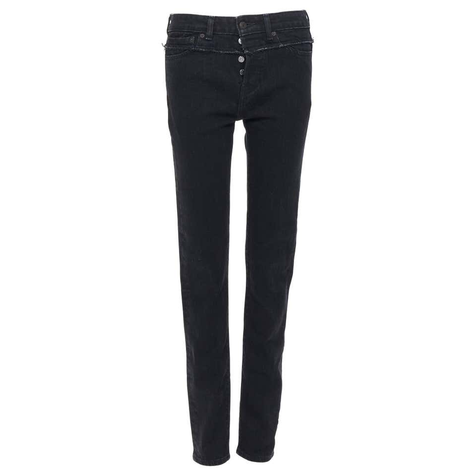 new VETEMENTS LEVI'S AW18 Demna black denim deconstructed waist jeans ...