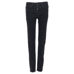 new VETEMENTS LEVI'S AW18 Demna black denim deconstructed waist jeans XS