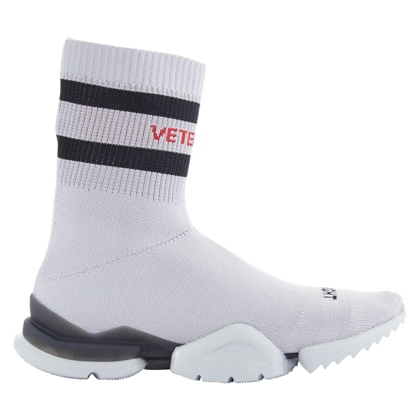 new VETEMENTS REEBOK Sock Runner grey sock knit speed trainer sneakers  EU37.5 at 1stDibs
