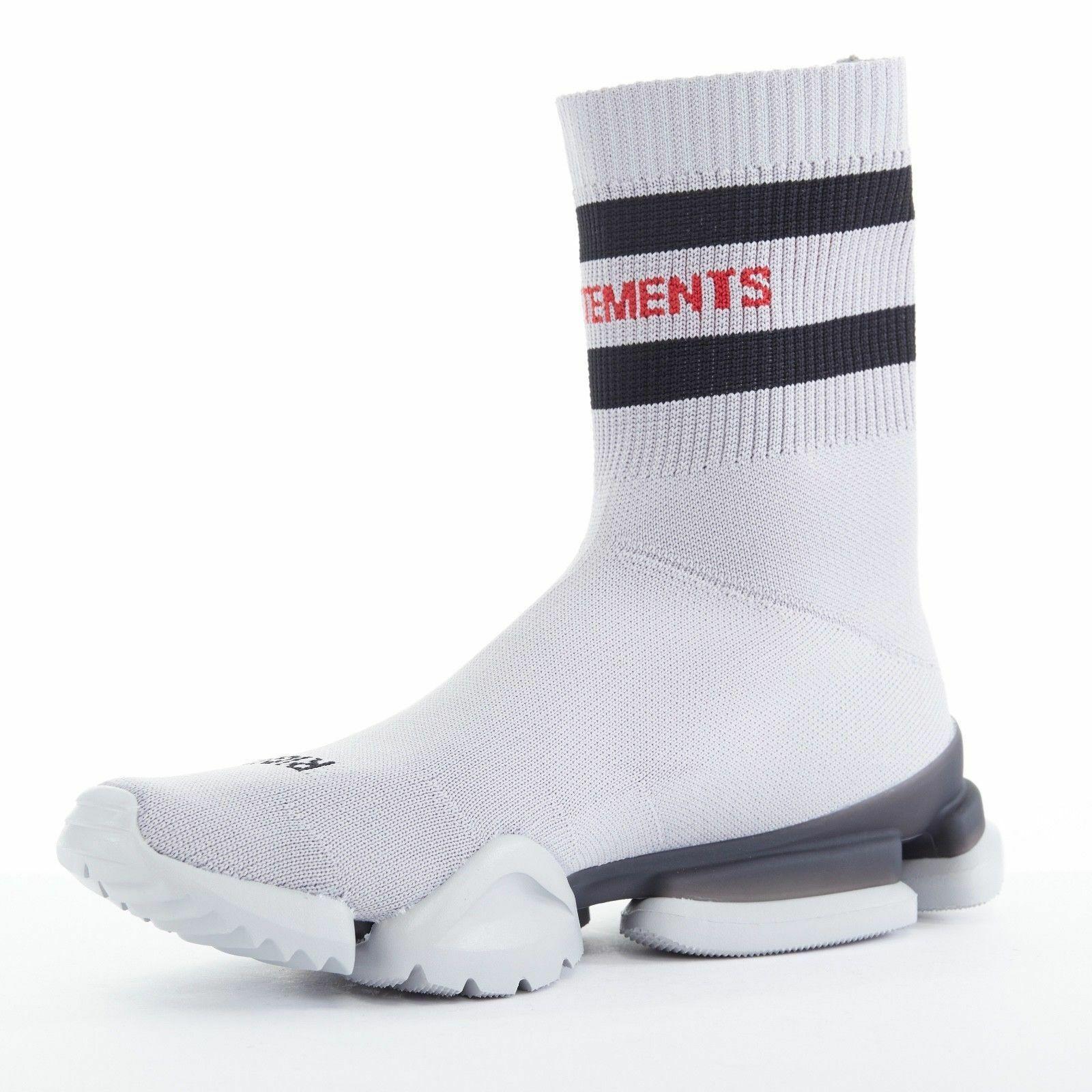 Gray new VETEMENTS REEBOK Sock Runner grey sock knit speed trainer sneakers shoe EU42