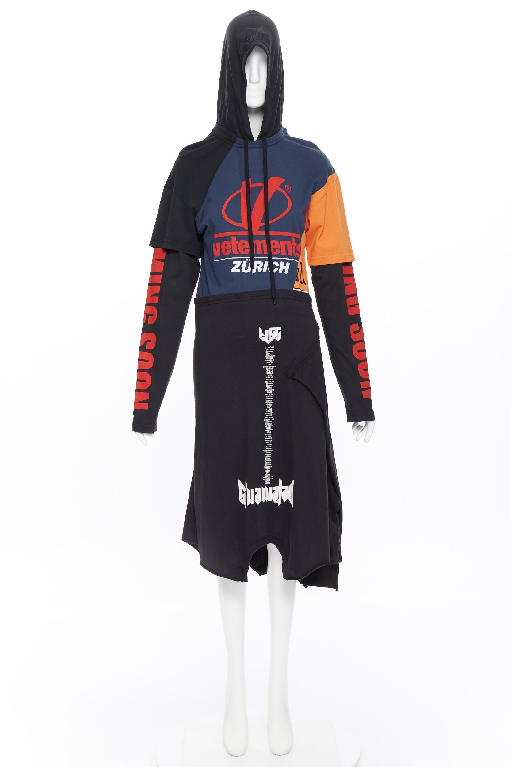 new VETEMENTS SS18 black deconstructed patchwork hooded t new VETEMENTS SS18 black deconstructed patchwork hooded t