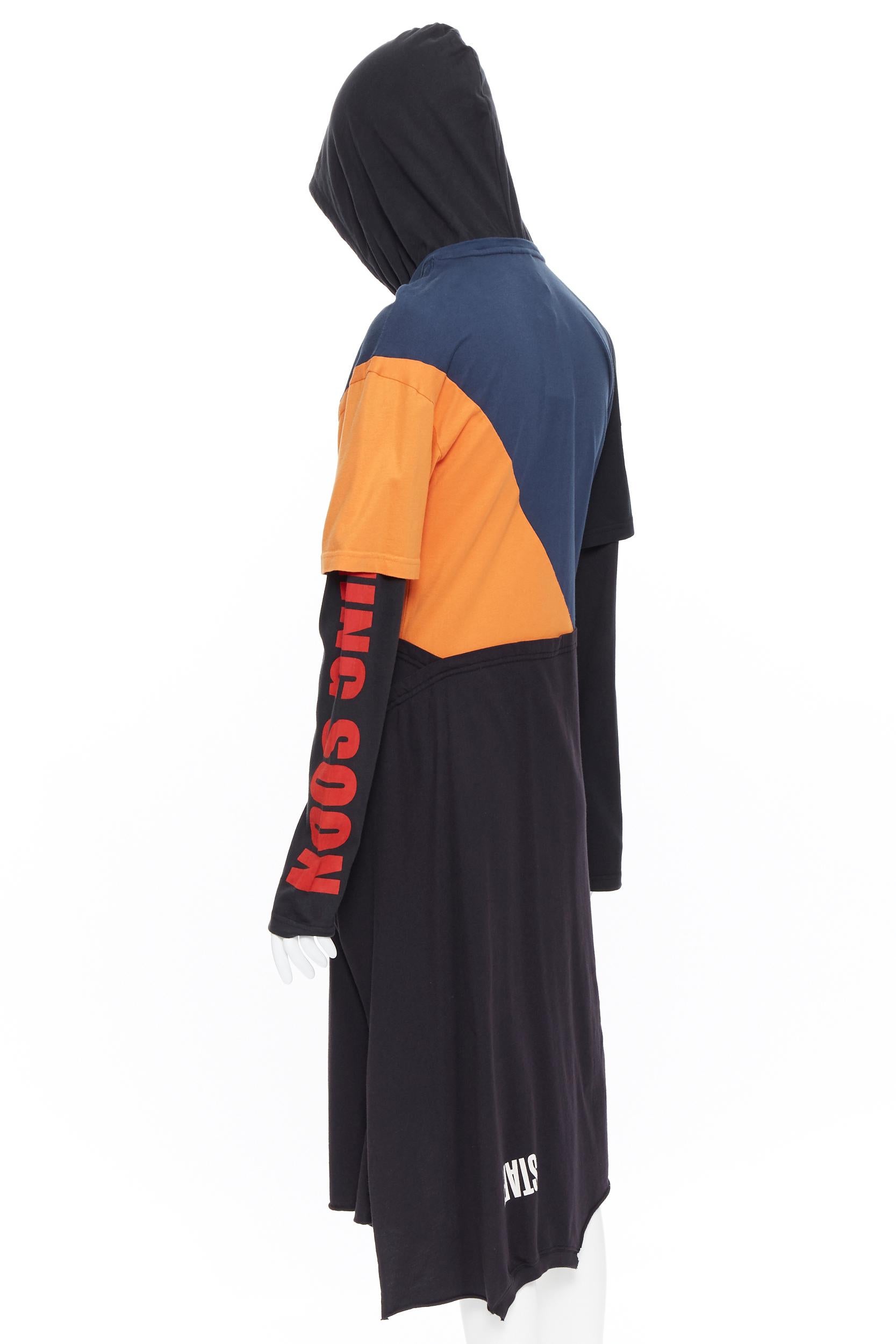 Black new VETEMENTS SS18 black deconstructed patchwork hooded t-shirt dress XS