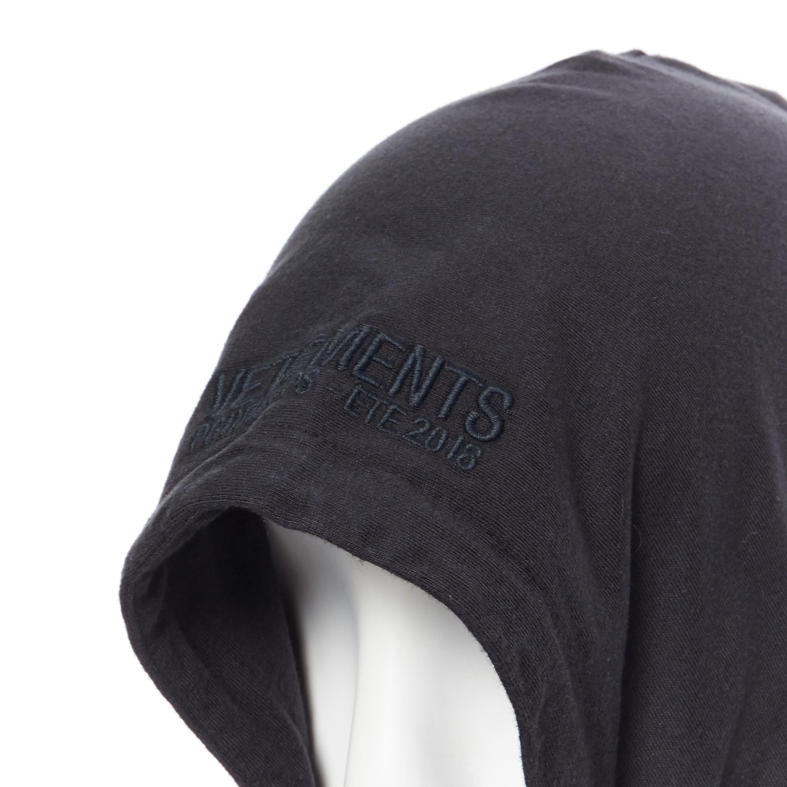 new VETEMENTS SS18 black deconstructed patchwork hooded t-shirt dress XS 1