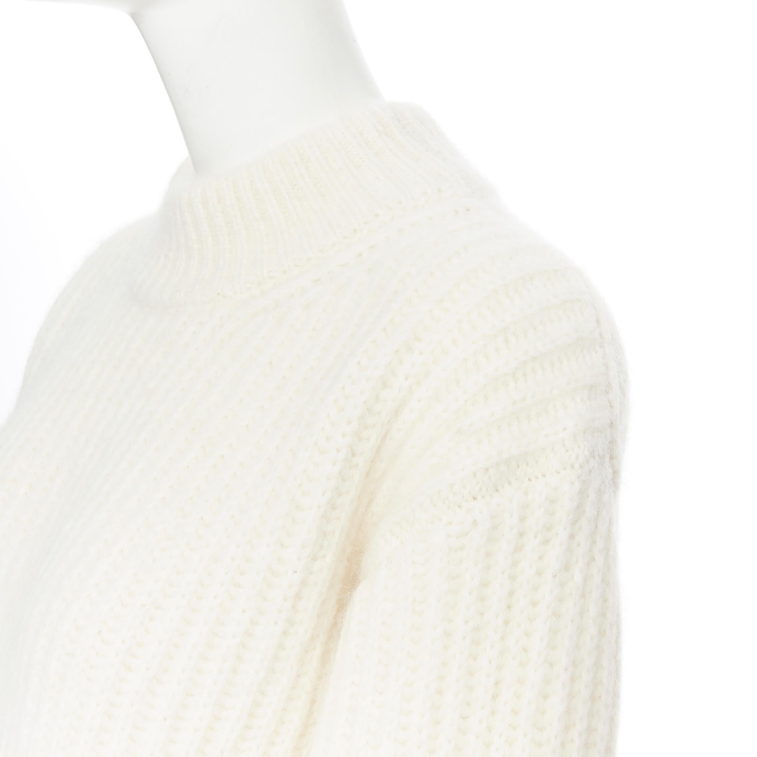 new VICTORIA BECKHAM beige alpaca wool blend knit VB embroidered sweater Sz3 L 4