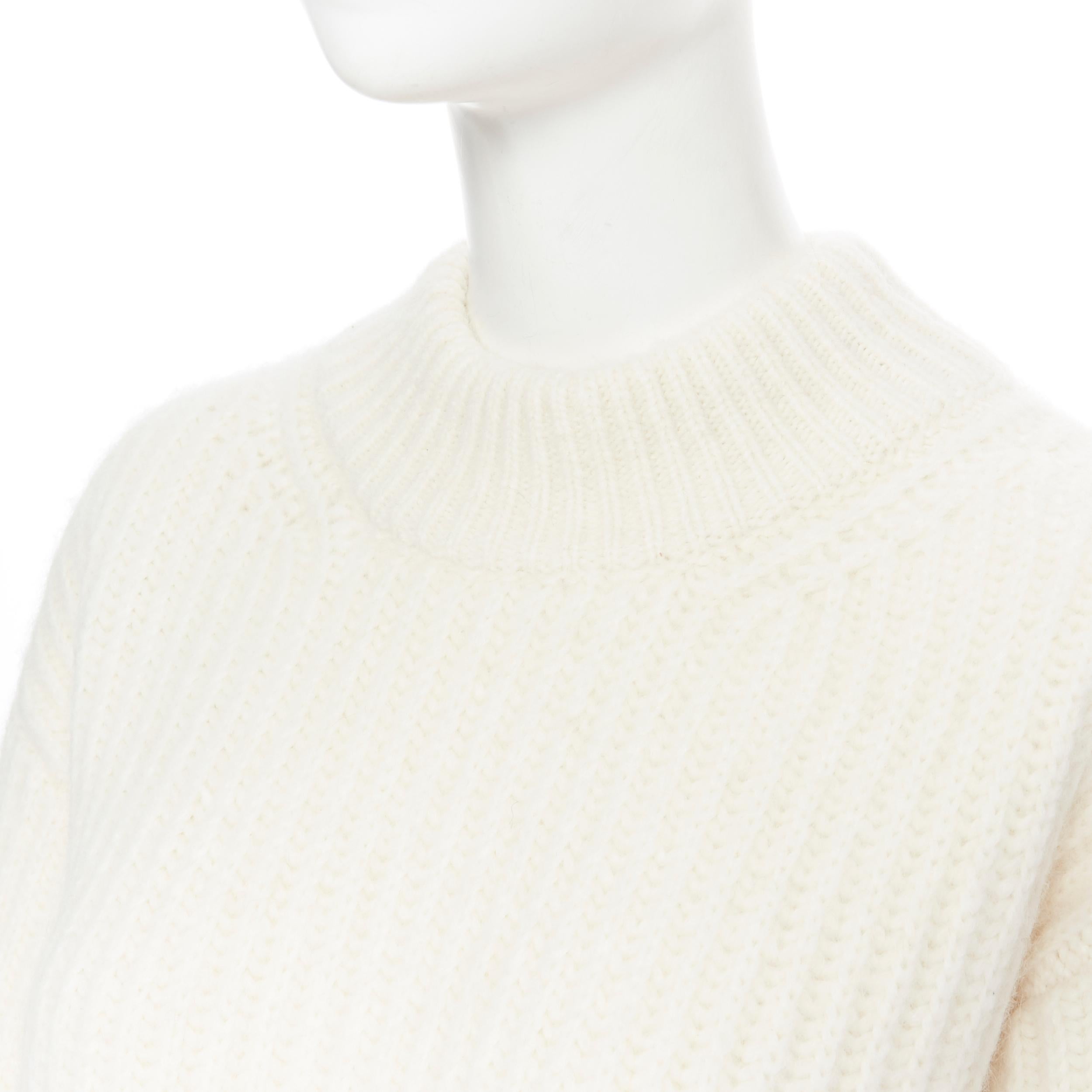 new VICTORIA BECKHAM beige alpaca wool blend knit VB embroidered sweater Sz3 L 3