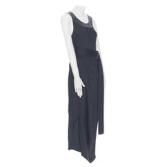 new VICTORIA BECKHAM Runway heavy satin leather collar belted bias dress UK12 L