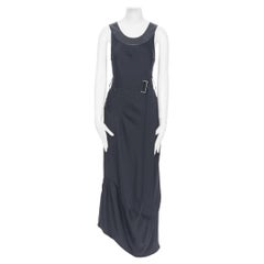 new VICTORIA BECKHAM Runway heavy satin leather collar belted bias dress UK8 S
