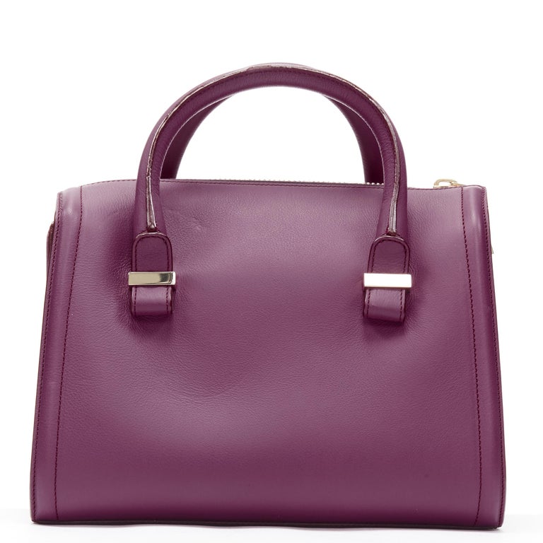 new VICTORIA BECKHAM Seven purple leather rolled handle structured