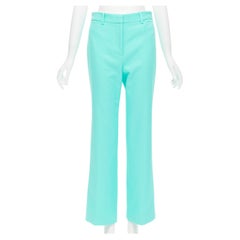 new VICTORIA BECKHAM sky blue textured cotton wide leg trousers pants UK6 XS