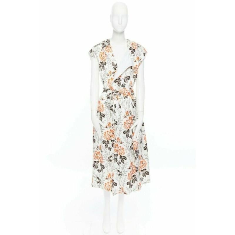 new VICTORIA BECKHAM SS17 Runway floral print cut open back belted dress UK12 M For Sale 5