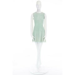 new VICTORIA VICTORIA BECKHAM mint green suede leather floral cut shift dress M