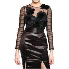 New VIKTOR & ROLF FUR ROSETTE TULLE TOP IT40 Small