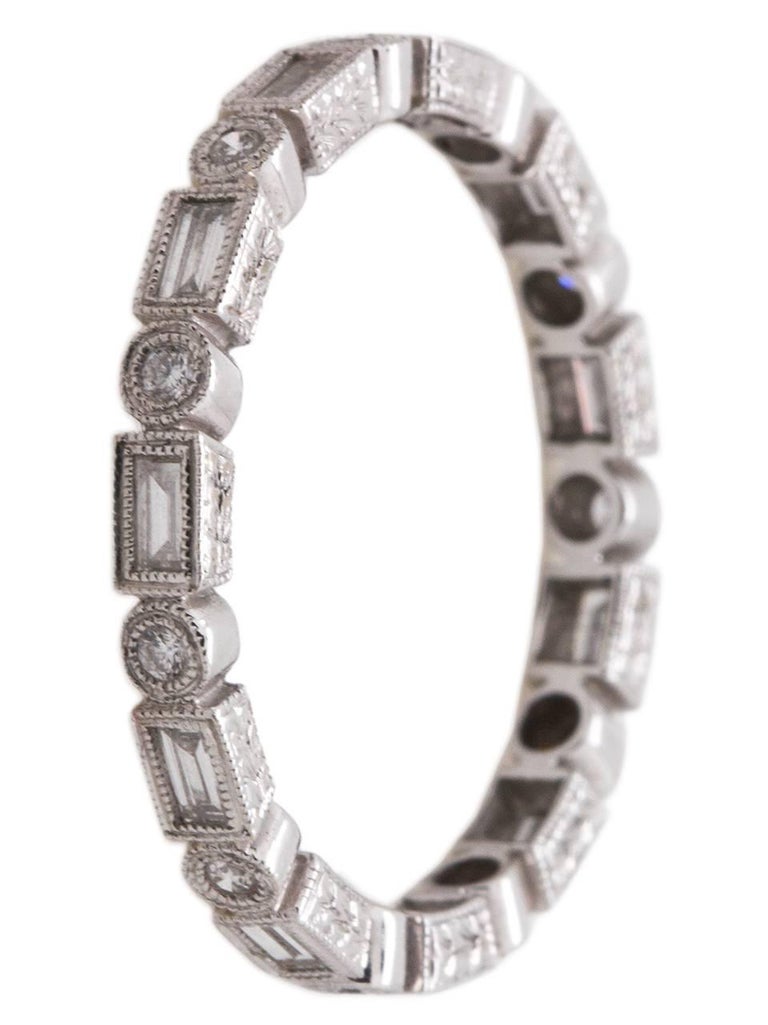18 Karat Gold Round Brilliant and Baguette Diamond Eternity Band 0.71 ...