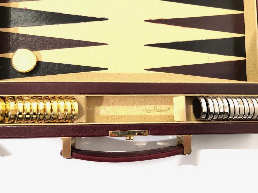 Late 20th Century New Vintage 1970 Backgamon Rare Etienne Aigner Handmade Soft Leather Set