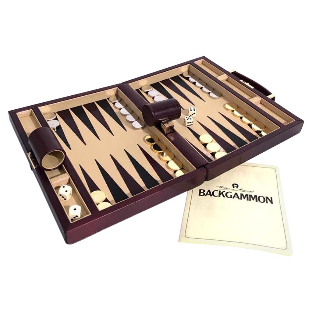 New Vintage 1970 Backgamon Rare Etienne Aigner Handmade Soft Leather Set