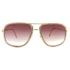 New Retro Alain Delon Oversized Gold & Translucent  1990  Italy Sunglasses