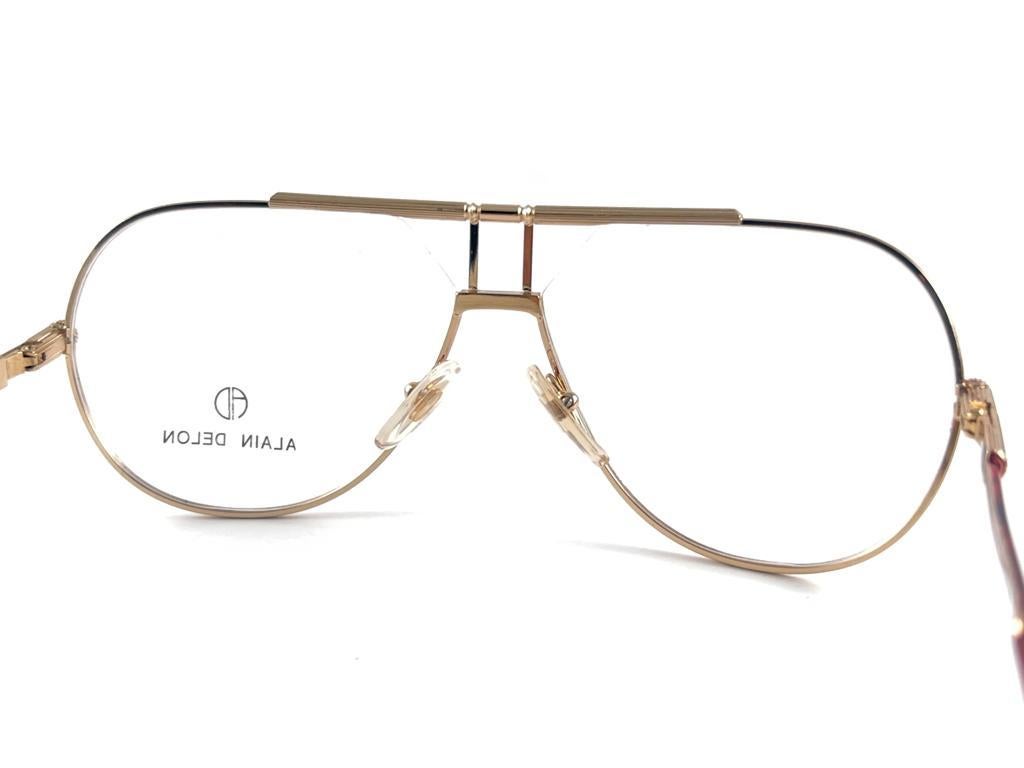 New Vintage Alain Delon Pilot Sirius 591 Rx Metallic Frame 80'S Italy Sunglasses For Sale 5