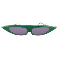 New Vintage Alain Mikli 0104211 Green Grace Jones  France Sunglasses 1980's