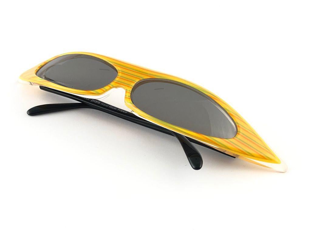 New Vintage Alain Mikli 0104637 Yellow Grace Jones France Sunglasses 1980's In New Condition For Sale In Baleares, Baleares