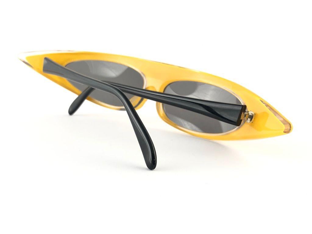 Women's or Men's New Vintage Alain Mikli 0104637 Yellow Grace Jones France Sunglasses 1980's For Sale
