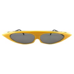 New Vintage Alain Mikli 0104637 Yellow Grace Jones France Sunglasses 1980's