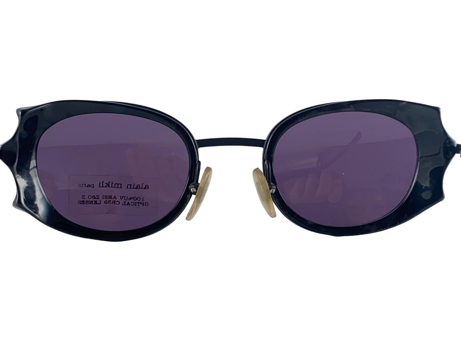 Women's or Men's New Vintage Alain Mikli 5009 Col 0126 Black Made in France Sunglasses 1980's For Sale