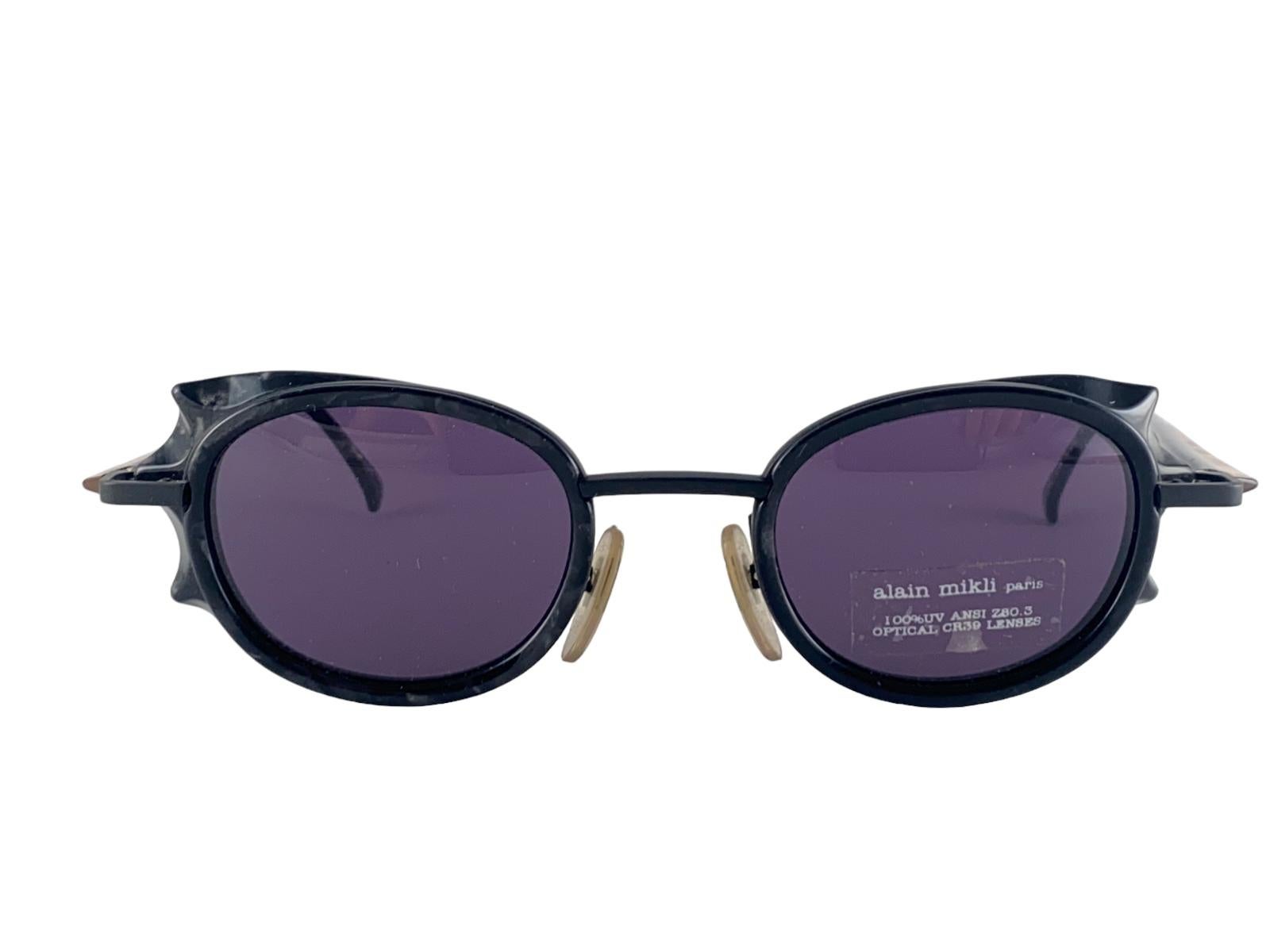 New Vintage Alain Mikli 5009 Col 0126 Black Made in France Sunglasses 1980's For Sale 3