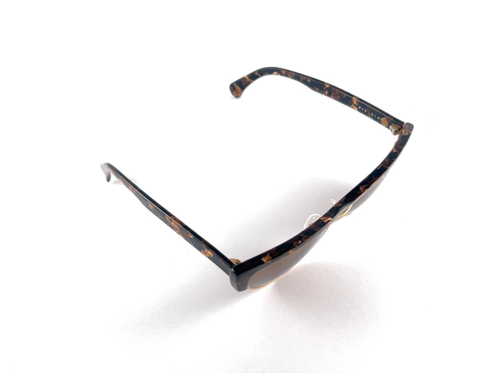Brown New Vintage Alain Mikli 615 Marbled Tortoise  Handmade Sunglasses 1990'S France For Sale