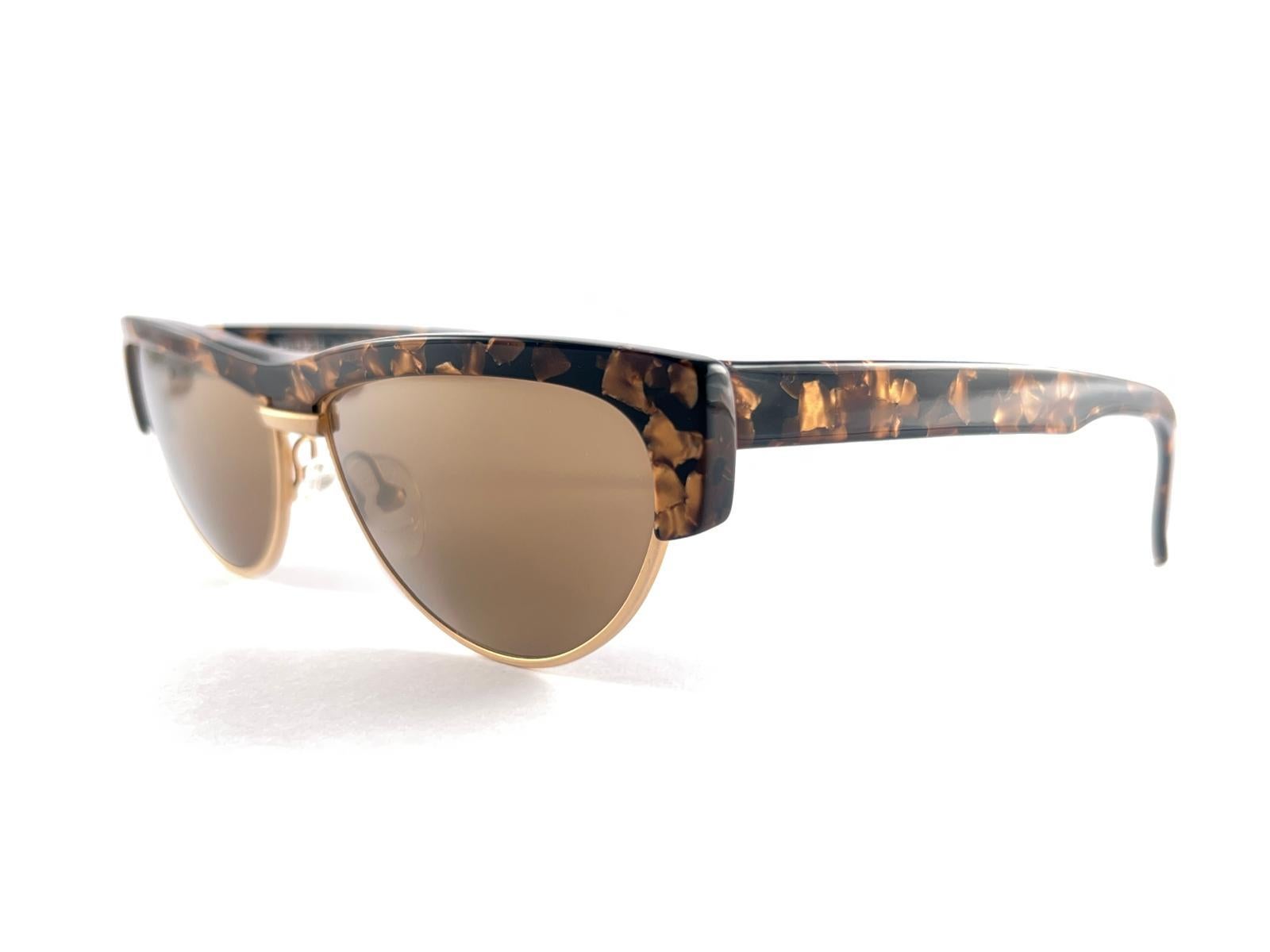 New Vintage Alain Mikli 615 Marbled Tortoise  Handmade Sunglasses 1990'S France In New Condition For Sale In Baleares, Baleares