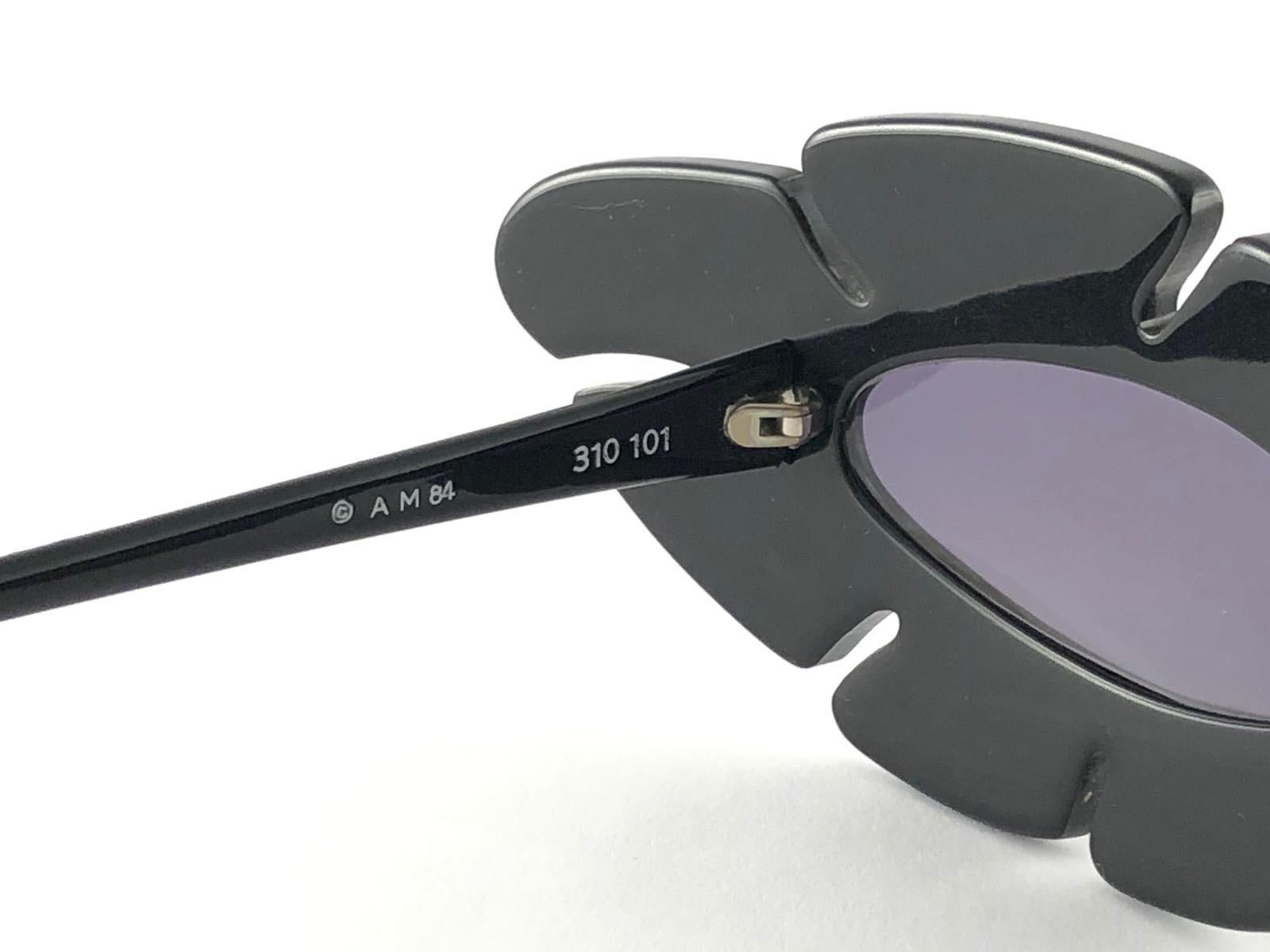 Neu Vintage Alain Mikli AM 85 Ultra Breite schwarze Frankreich-Sonnenbrille 1980er Jahre im Angebot 5
