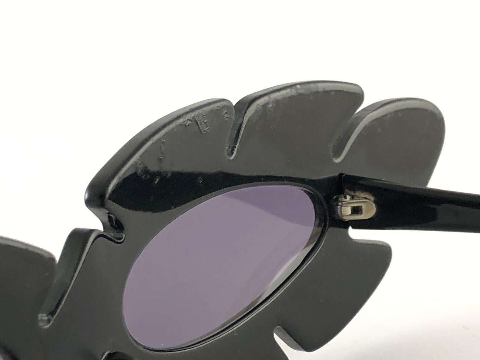 New Vintage Alain Mikli AM 85 Ultra Wide Black France Sunglasses 1980's For Sale 1