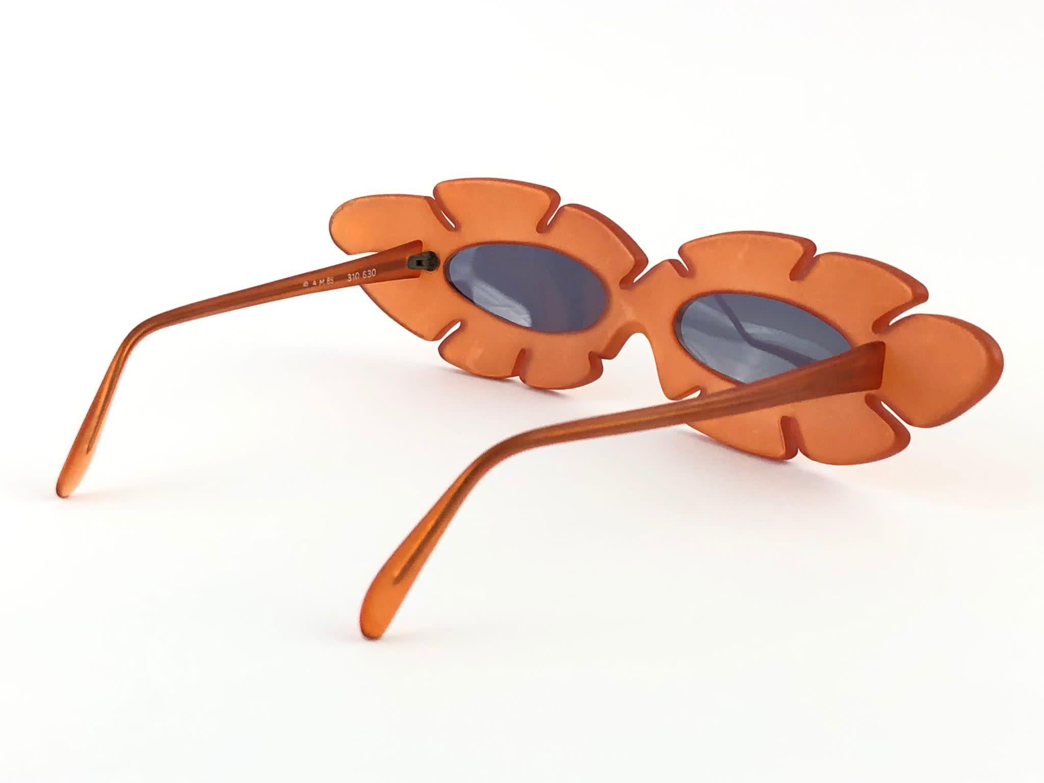 New Vintage Alain Mikli AM 85 Ultra Wide Tangerine France Sunglasses 1980's 5