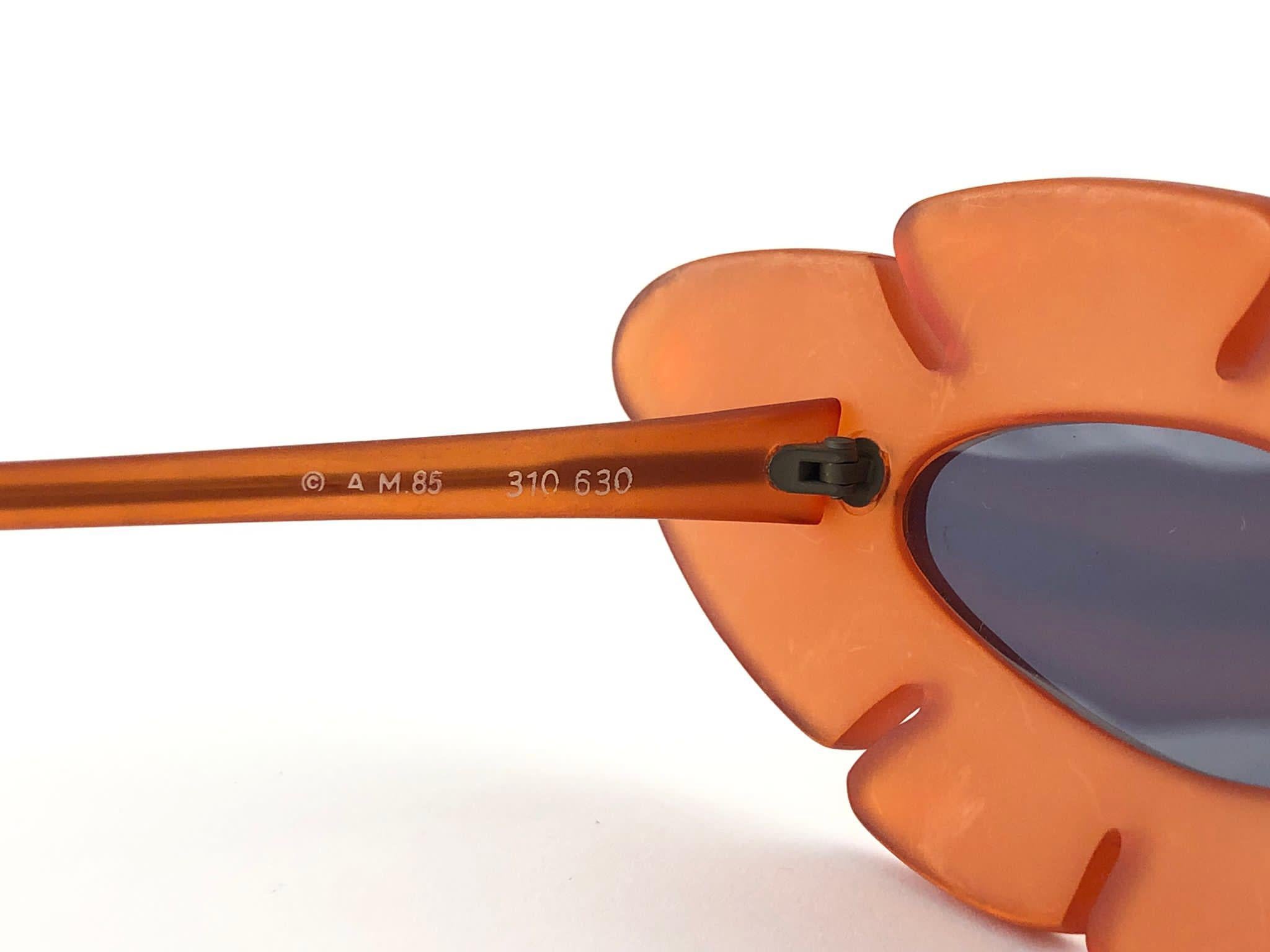 Orange New Vintage Alain Mikli AM 85 Ultra Wide Tangerine France Sunglasses 1980's