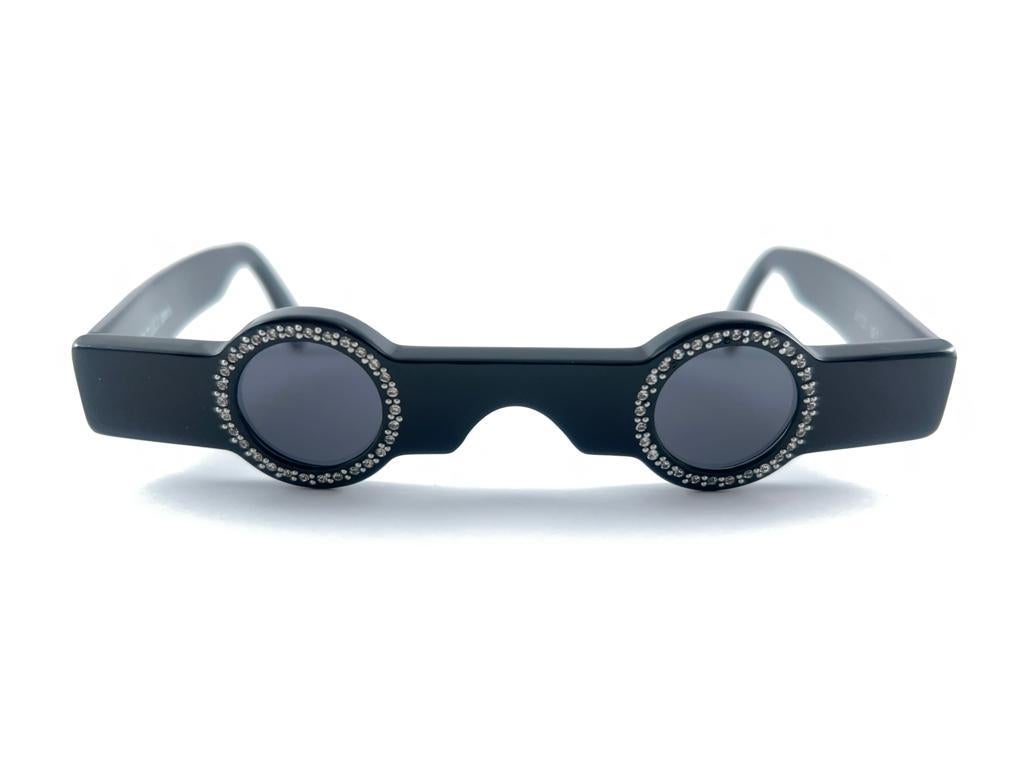 Noir Nouveau Vintage Alain Mikli Am 89 0155 - Lunettes de soleil noires ultra rares, France, 1988 en vente