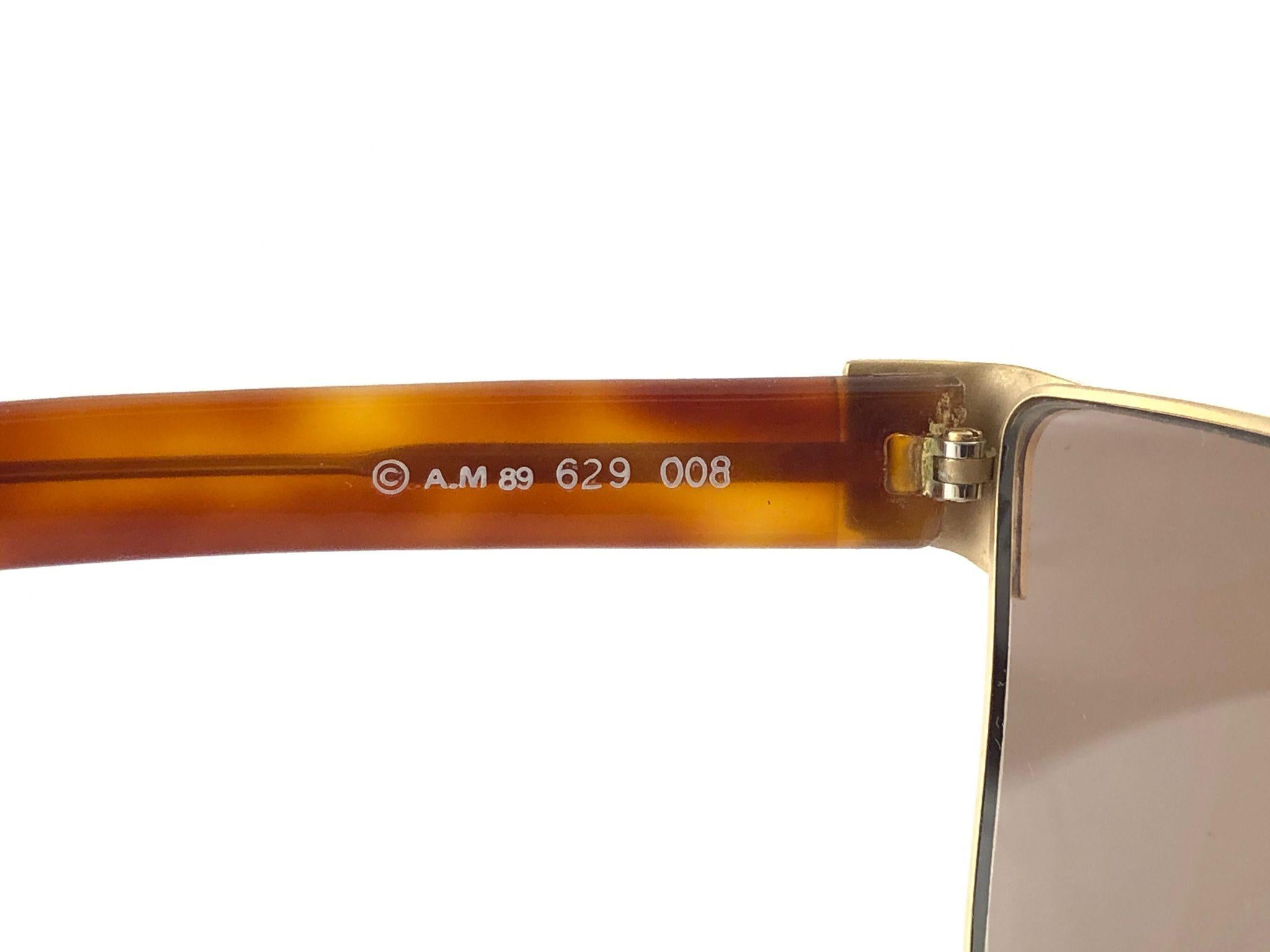 Neu Vintage Alain Mikli AM89 629008 Gold & Schildpatt Frankreich Sonnenbrille 1980er für Damen oder Herren im Angebot