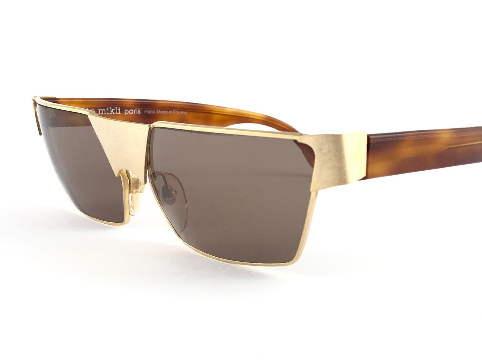 New Vintage Alain Mikli AM89 629008 Gold & Tortoise France Sunglasses 1980's For Sale 1