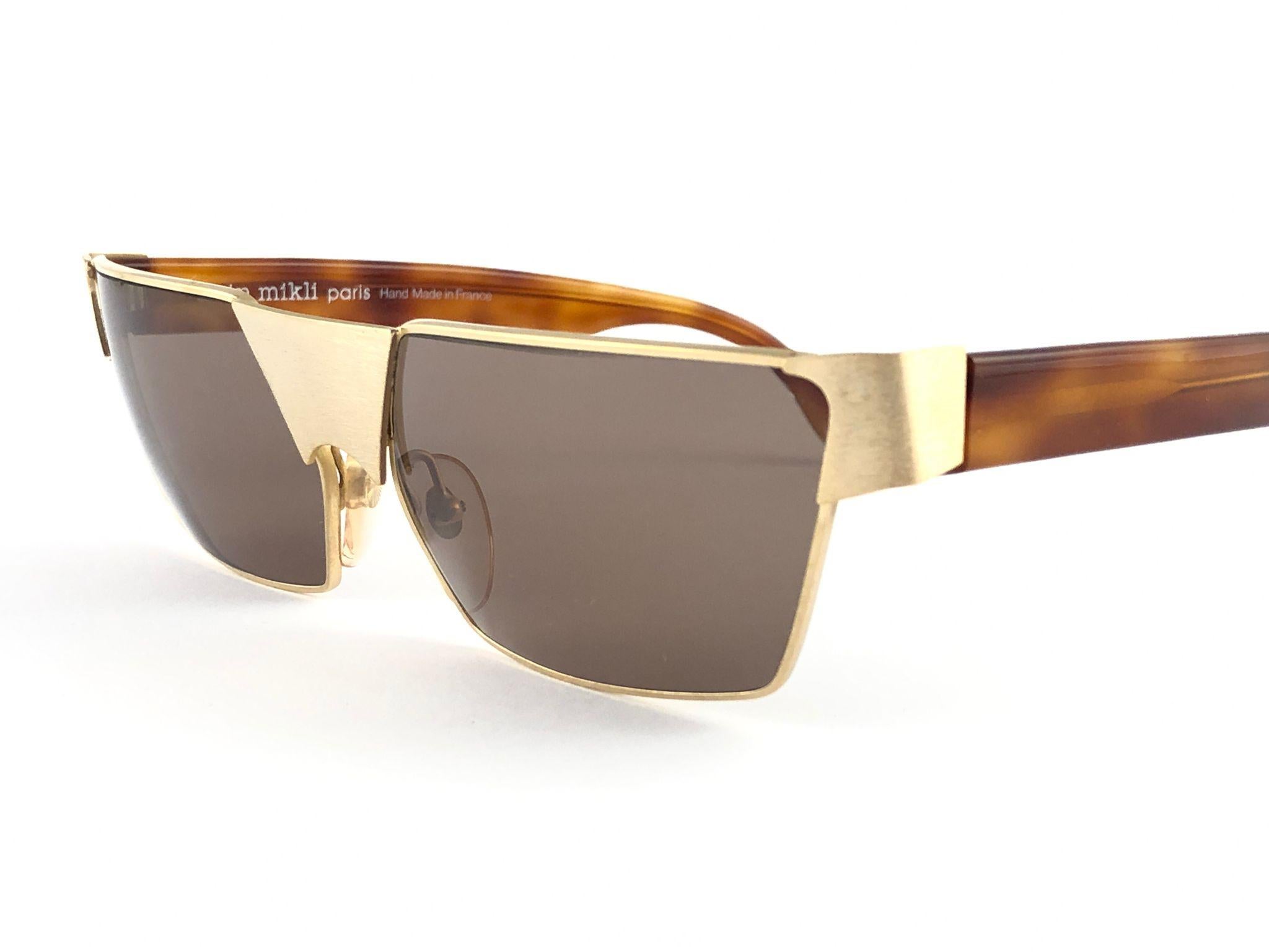 Neu Vintage Alain Mikli AM89 629008 Gold & Schildpatt Frankreich Sonnenbrille 1980er im Angebot 1