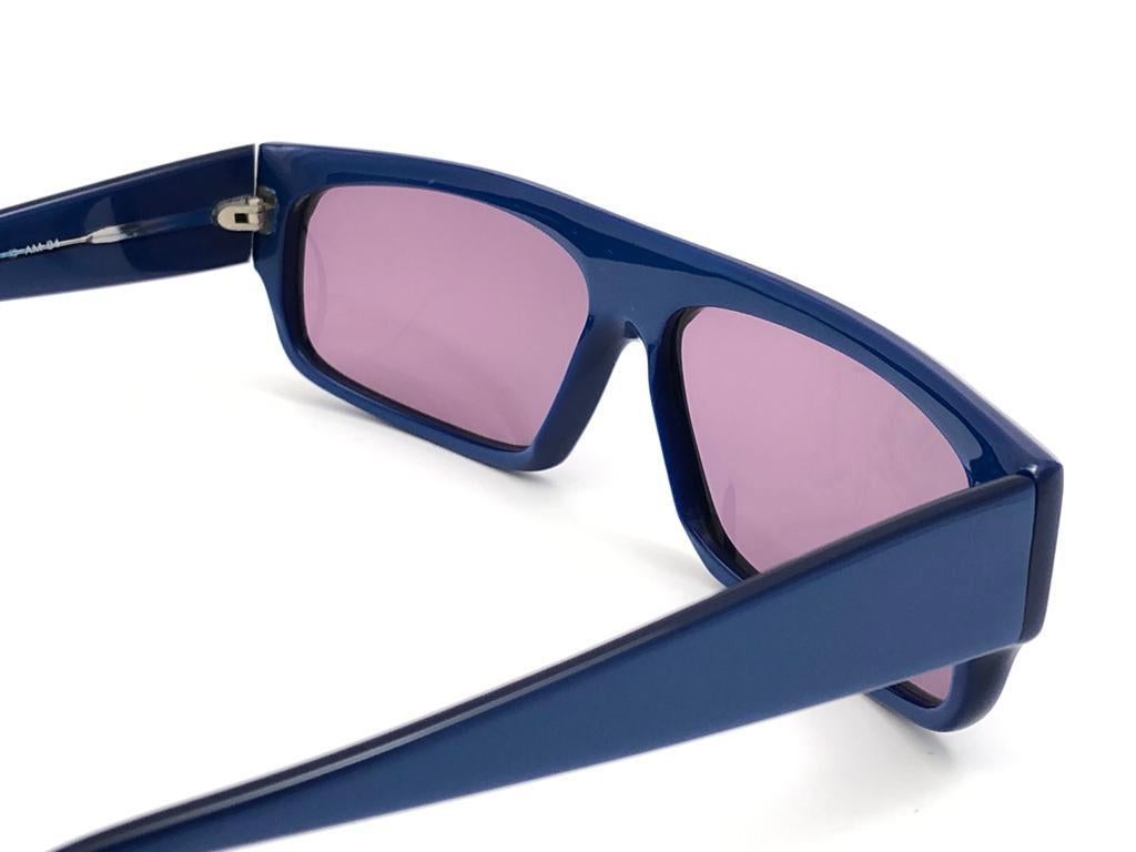 New Vintage Alain Mikli Blue & Black Wrap Made in France Sunglasses 1980's 3