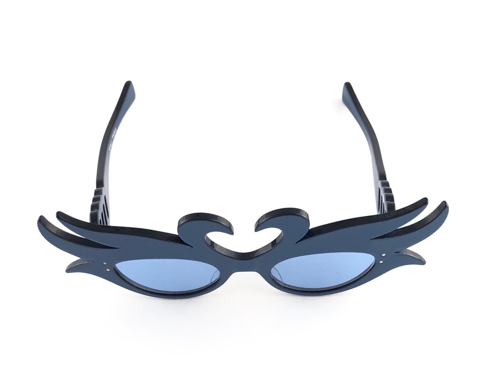 New Vintage Alain Mikli Blue Swans Prototype France Sunglasses 1980's For Sale 4