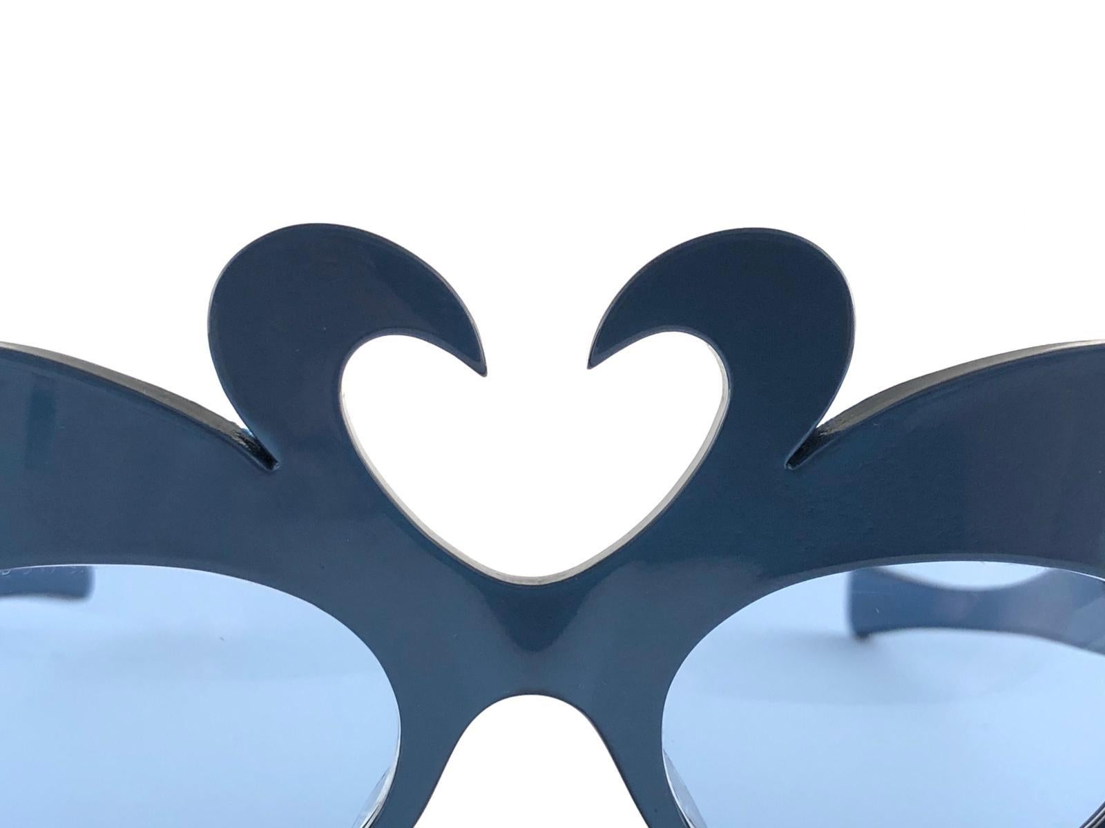 Women's or Men's New Vintage Alain Mikli Blue Swans Prototype France Sunglasses 1980's For Sale